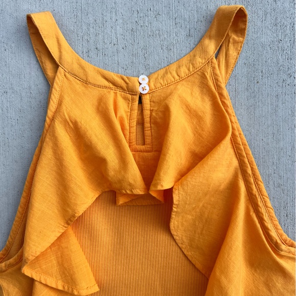 Anthropologie Maeve Ruffled Rib Halter Tank in Mango size Extra Small - NWT - Picture 9 of 16